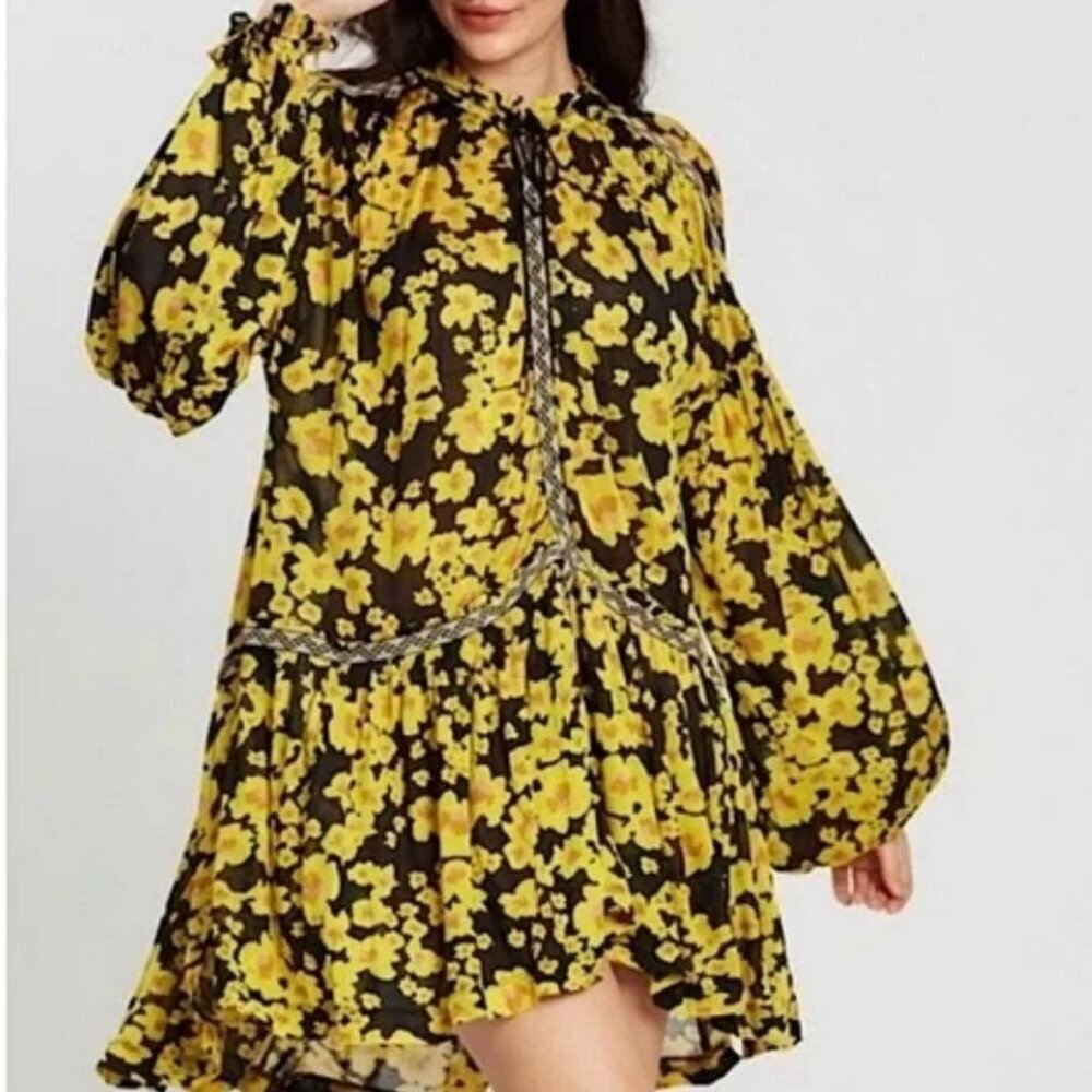 Free People Love Letter Floral Tunic Boho Oversized Blouse Top Dress